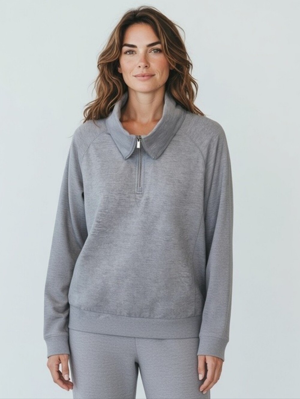 Chico's Gray Quarter-Zip Pullover Size XL Like New